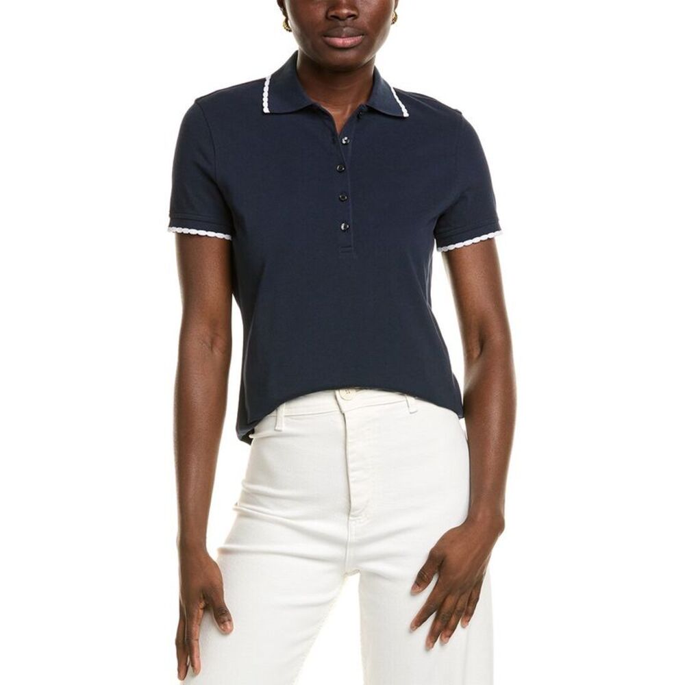 Brooks Brothers Womens  Scalloped Polo Shirt, Blue